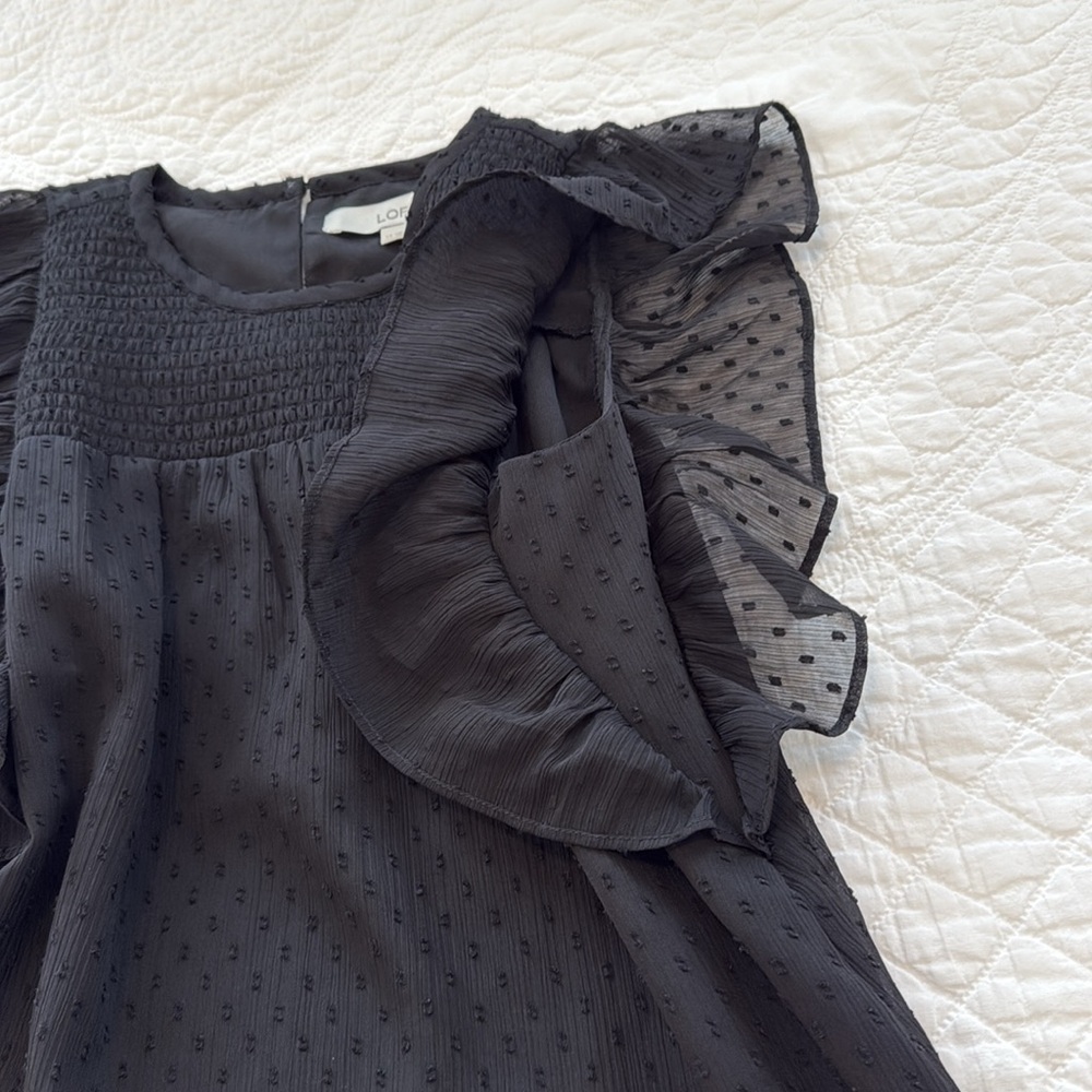 LOFT Black Ruffle Blouse - Picture 4 of 10